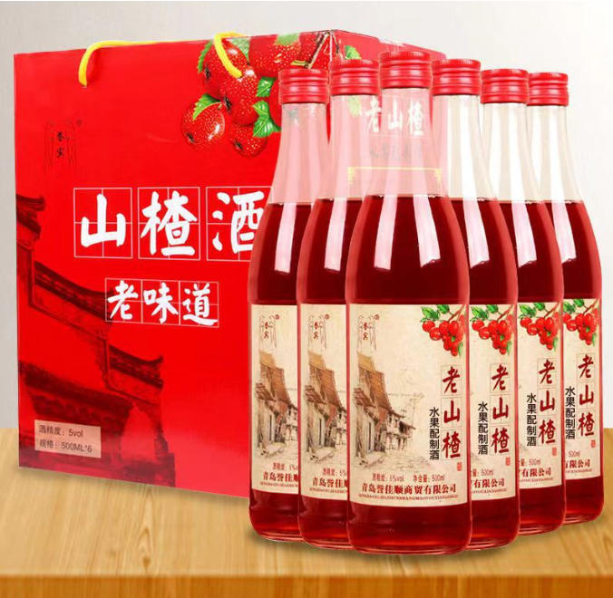 山楂酒东北特产70年代老山楂酒老味道山楂酒女士低度果酒500ml6瓶